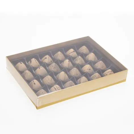 24 Choc Board Box & Clear Lid; Classic Gold